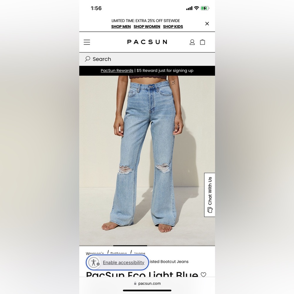 pacsun eco high waisted bootcut jeans